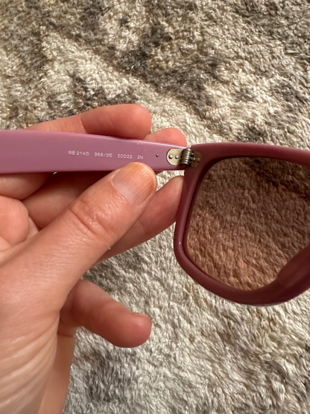 Ray-Ban Lavender Wayfarer Sunglasses with Brown Lenses - Picture 3 of 3
